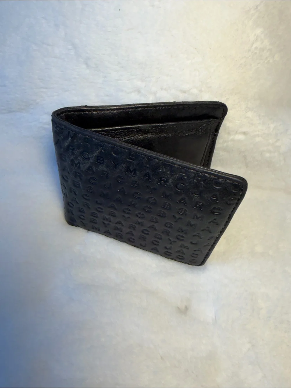 Marc by Marc Jacobs Black Embossed Logo Leather bifold Wallet